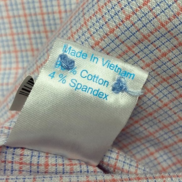 Twillory Shirt Men's 16.5 32/33 White Blue Pink Button Down Performance Non Iron - Picture 7 of 14